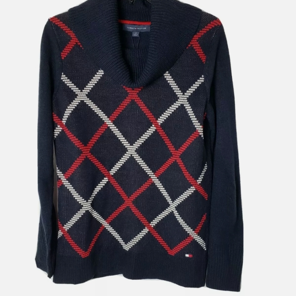 Tommy Hilfiger Diagonal Plaid Cowl-Neck Sweater